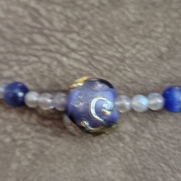 HANDMADE Labrodite Cat's Eye Lampwork Focal Beaded Princess Necklace - Picture 5 of 9